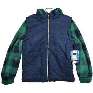 Boys Bass Creek Outfitters Barn Coat Plaid Fleece Hood W Attached Vest NWT 18